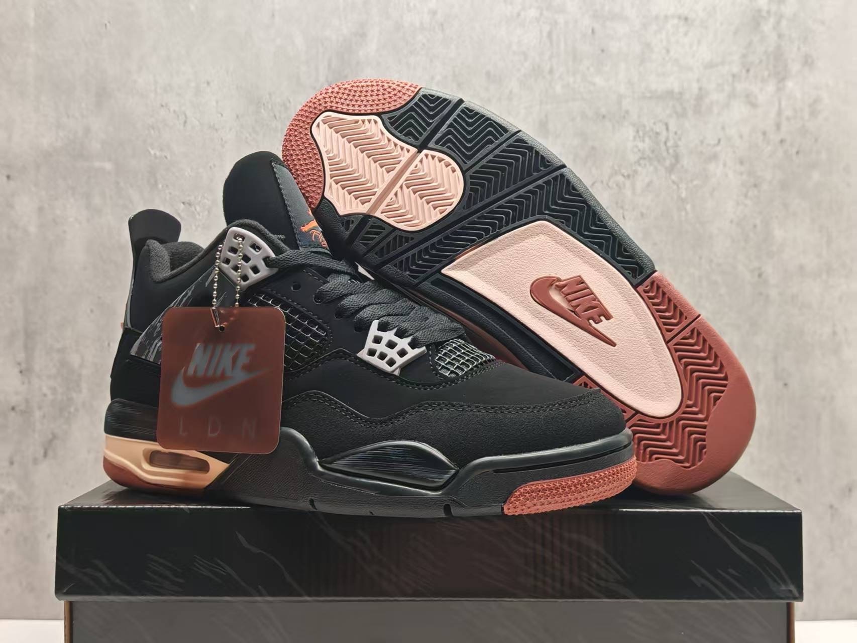 Women's Running weapon Jordan 4 Black Shoes 049